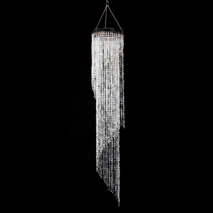 Crystal Iridescent Diamond Cut Beaded Spiral Chandelier
